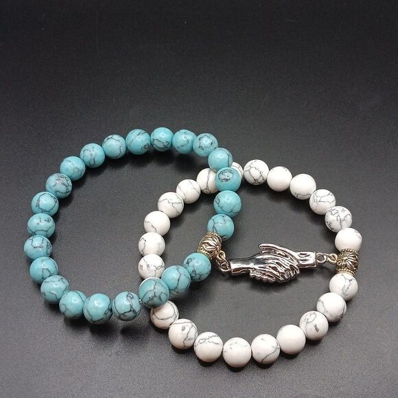 New Couples Magnetic Hand Bracelets Blue And White - Picture 1 of 4